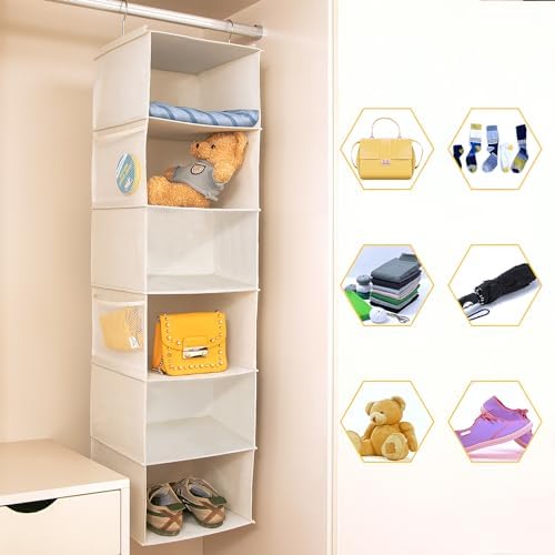 BrilliantJo 6 Shelves Hanging Closet Organizer, 2 Pack Hanging Storage - Image 4