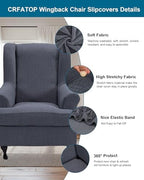 CRFATOP Wingback Chair Covers Stretch Armchair Slipcovers - Image 2