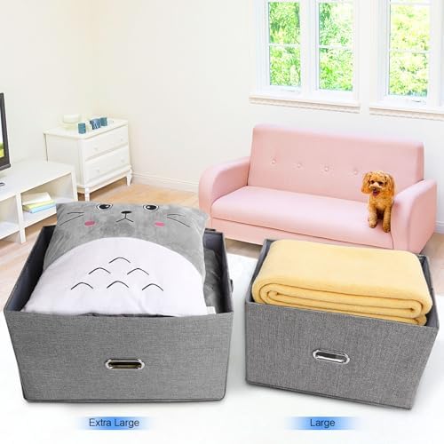 Large Linen Fabric Foldable Storage Bins - Image 4