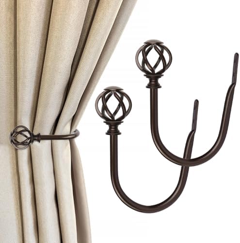 USFOOK Bronze Curtain Holdbacks, Decorative Drapery Tiebacks, 2 Pack/1 Pair by USFOOK
