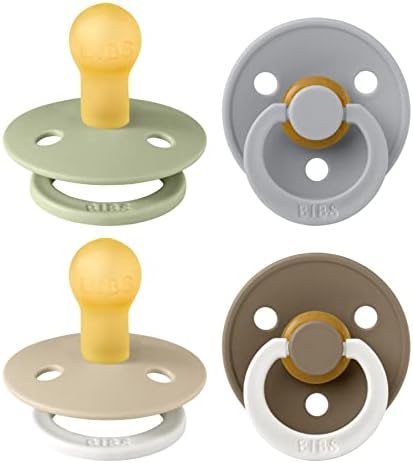 BIBS Color Pacifiers 4-Pack | BPA Free Soother Pacifier | Round Nipple | by BIBS