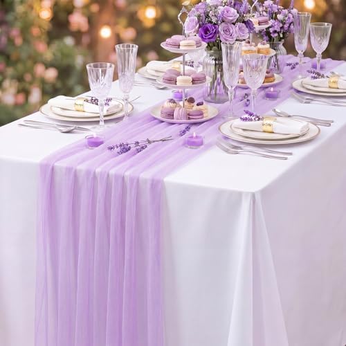 4 Pcs Pastel Colorful Tulle Table Runner Spring Summer Party - Image 5