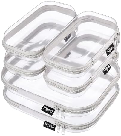 YQBRAO Clear Hard Shell Zipper Cases, 6 Travel Organizers, 2M 4S by Unknown