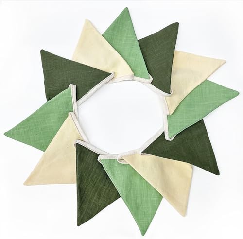 2 Sets of Sage Green Pennant Banner 24Pcs Nursery Garland Flags Olive Green - Image 7