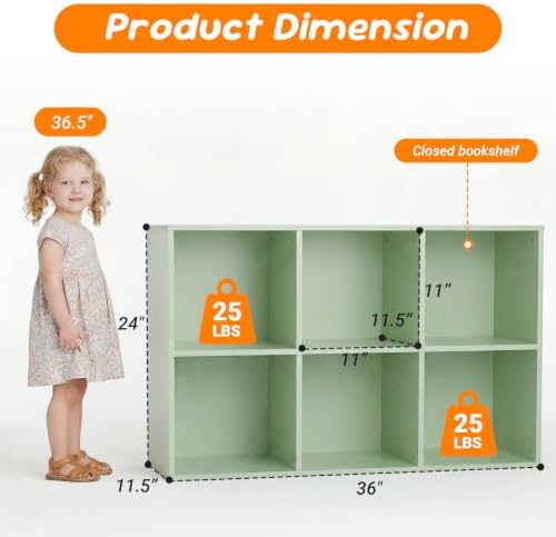 6 Cube Storage Organizer, Kids Cubby Bookshelf, Thickened Panels, Anti-Tip Kit - Image 2