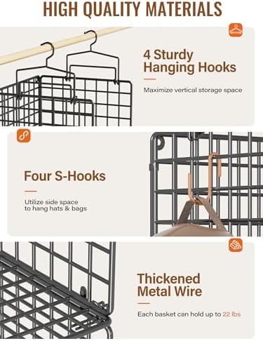6 Tier Closet Hanging Organizer, Metal Closet Organizers and Storage - Image 3