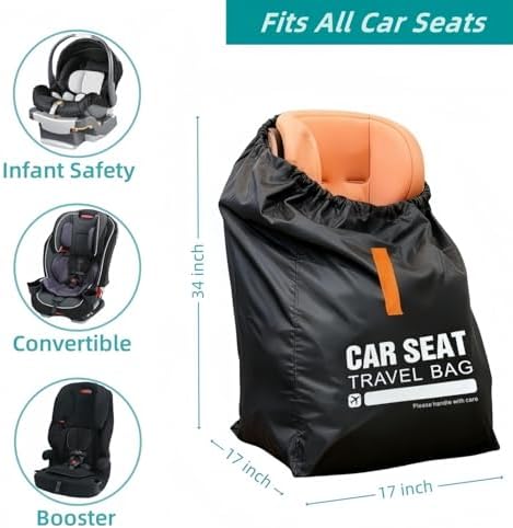 Kcicephine Car Seat Travel Bag for Airplane, Gate Check Storage Bag for Car - Image 2