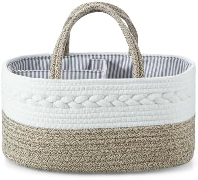 PandaEar Baby Diaper Caddy Organizer, Portable Nursery Storage Basket Cotton by PandaEar