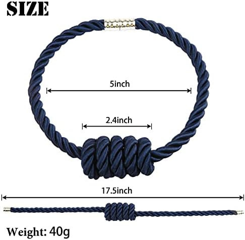 BEL AVENIR Magnetic Curtain Tiebacks 6 Pack Hand-Woven Curtain Ties - Image 2