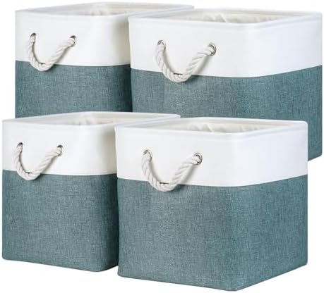 Temary 12 Inch Cube Storage Baskets 4 Pack Fabric Storage Bin by TEMARY