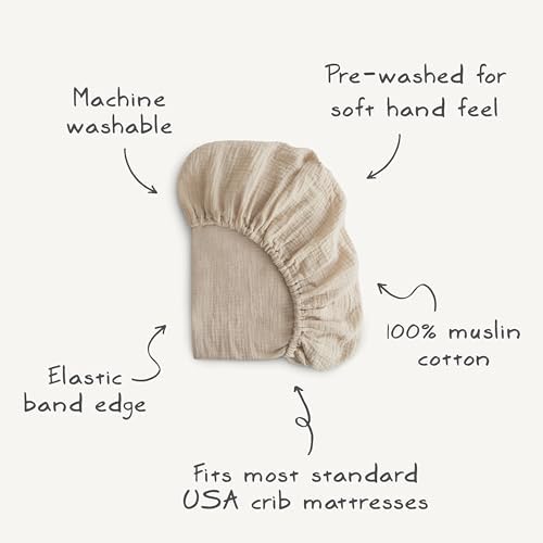 mushie Extra Soft Muslin Fitted Crib Sheet 2-Pack | 192 Thread Count | 28"x 52" - Image 3