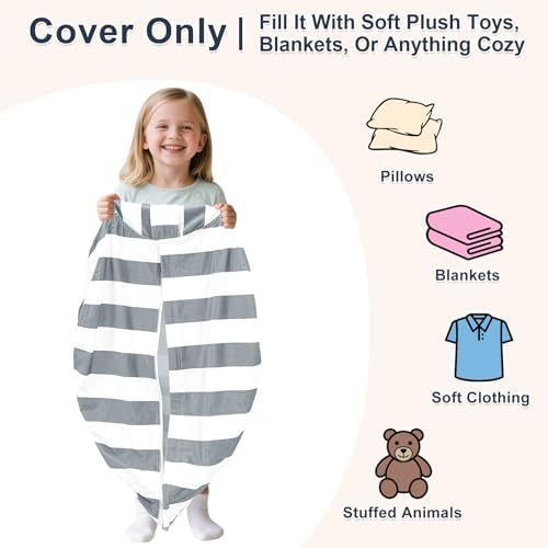 Lukeight Stuffed Animals Storage Bean Bag Chair Cover - Image 3