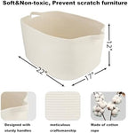 XUANGUO Large Rectangle Woven Cotton Rope Blanket Basket 22"x17"x12" White - Image 2