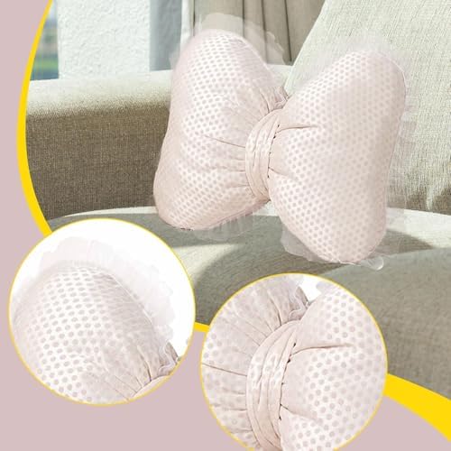 Fenteer Cute Bow Cushion, Soft Bowknot Decorative Throw Pillow, Comfortable - Image 3