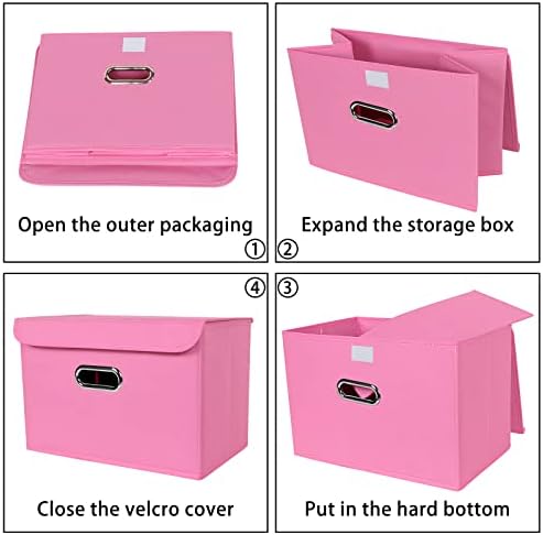 Linen Fabric Foldable Collapsible Storage Cube Bin Organizer Basket Fabric - Image 6