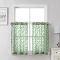 Lecloud Leia Sage Green Sheer Kitchen Curtains 30 Inch Length 2 Pcs, Jacquard by Lecloud
