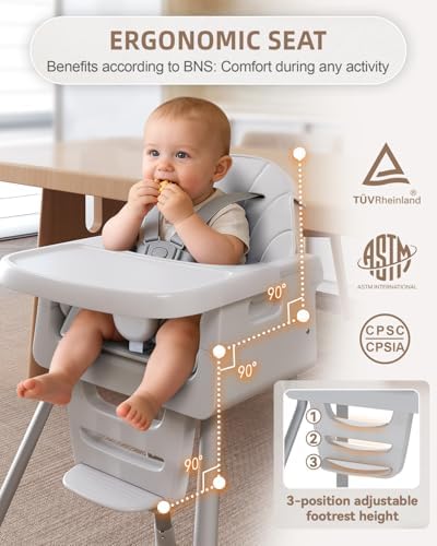 Baby High Chair for 6 Months+, Foldable High Chairs for Babies and Toddlers - Image 5