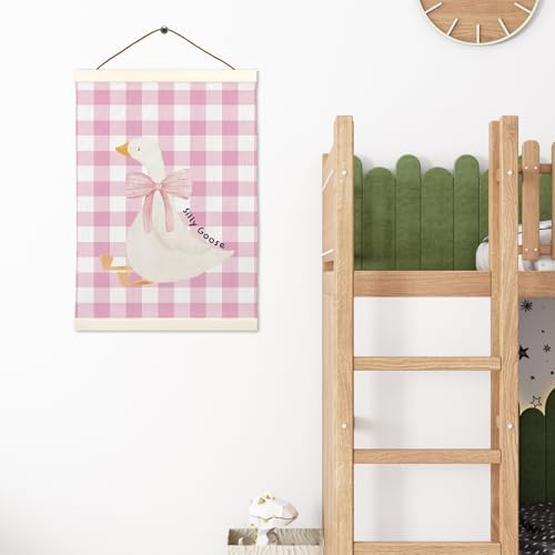 LKETW Pink Plaid Goose Poster Hanger Frame, 12x16 Inch, Preppy Wall Art - Image 2