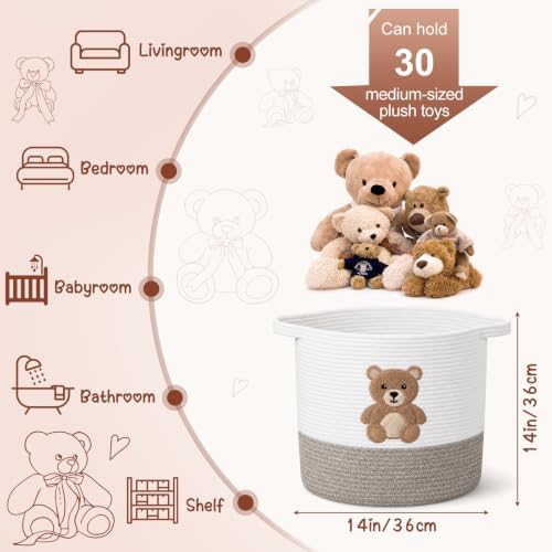 LemonRoad Teddy Bear Basket 14"x14", Baby Laundry Basket - Image 2