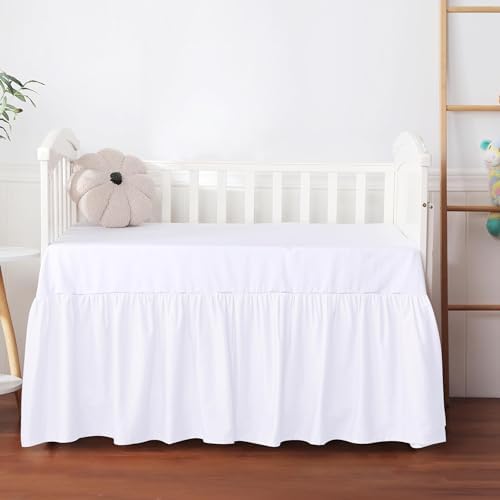 Crib Skirt Dust Ruffle, 100% Egyptian Cotton 400 Thread Count Soft Breathable by ShunjieHome