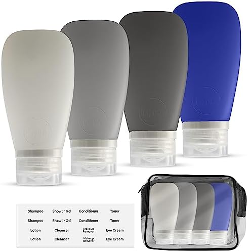 Travel Bottles for Toiletries, TSA Approved 3oz Leak Proof Silicone Refillable by Lyob
