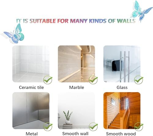 SAOROPEB 3D Butterfly Wall Decor 48 Pcs Laser Blue Butterfly Decorations - Image 7