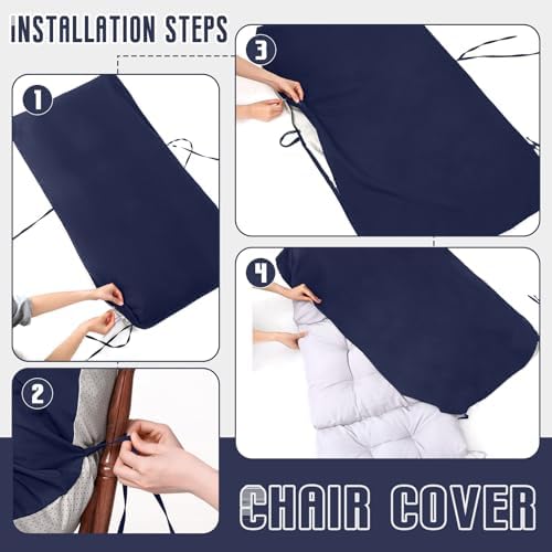 Tudomro 2 Pcs Outdoor High Back Chair Cushion Covers Waterproof Patio - Image 4