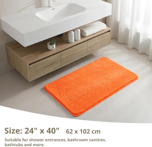Polyester Bathroom Rug 24"x40" Orange, Non-Slip Soft Bath Mat - Image 2