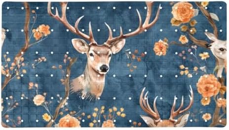 Bathtub Mat Non Slip 26.8x15.1In, Deers Florals Vintage Bath Mat by Anna+Cowper