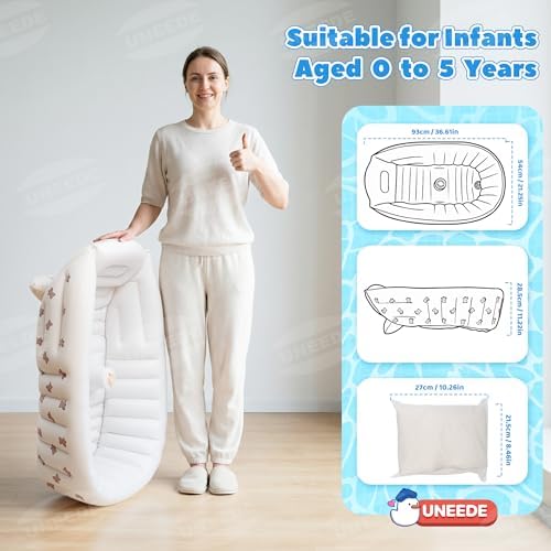 UNEEDE Inflatable Baby Bathtub, Portable Baby Tub - Image 2
