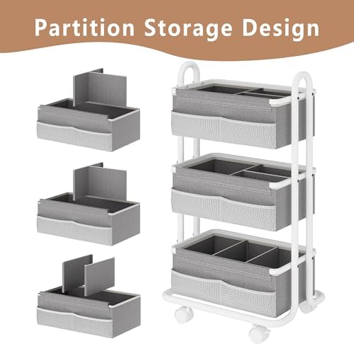 3-Tier Baby Diaper Caddy Organizer Cart, Mobile Nursery Storage Carts - Image 4