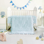 Mini Crib Bedding Set for Girls, 3 Piece Tufted Jacquard Ruffle Fringe Baby - Image 2