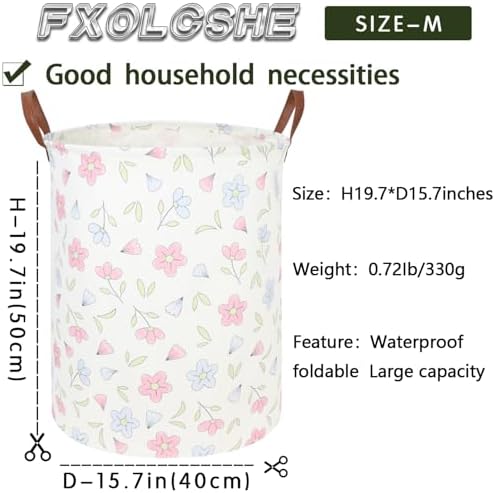 Flower Patter Laundry Hamper, Girls Laundry Basket, Waterproof foldable kid's - Image 7