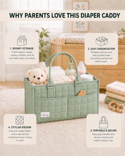Baby Diaper Caddy Organizer, Portable Nursery Storage Basket - Image 4