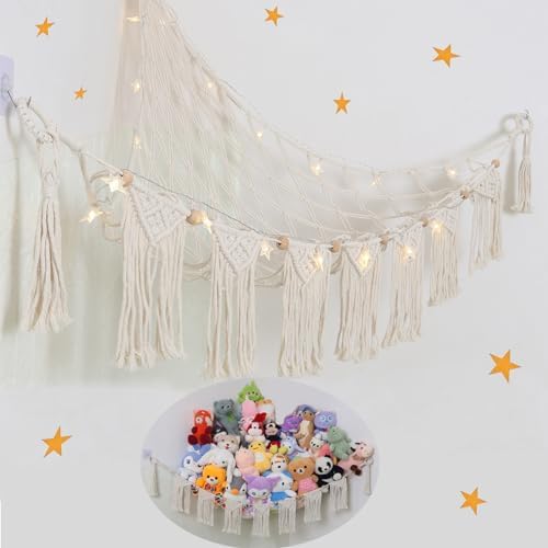 Large Stuffed Animal Hammock or Net, Macrame Boho Toy Hammock by badigo