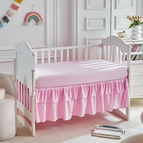 3 Pieces Flowers Mini Crib Bedding Set Baby Ruffled Quilted Comforter - Image 6