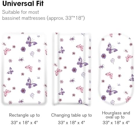 Little Grape Land Bassinet Sheets 3 Pack, Ultra Soft Baby Bassinet Fitted Sheets - Image 3