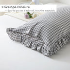 Grey White Gingham Ruffle Body Pillow Cover 20"x54" - Image 5