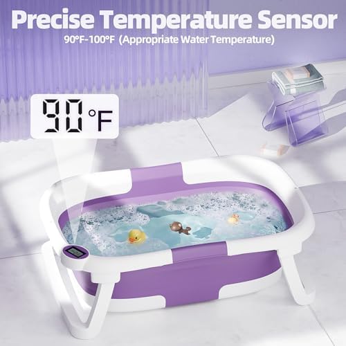 Collapsible Baby Bathtub with Thermometer, 0-36 Months - Image 2