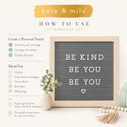 Kate & Milo 10" x 10" Natural Wood Gray Letterboard Set - Image 5