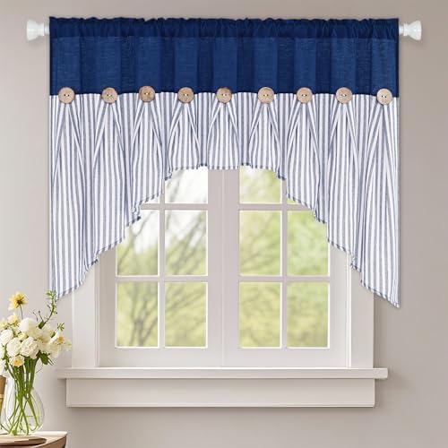 ASPMIZ Farmhouse Cotton Linen Swag Valances by ASPMIZ