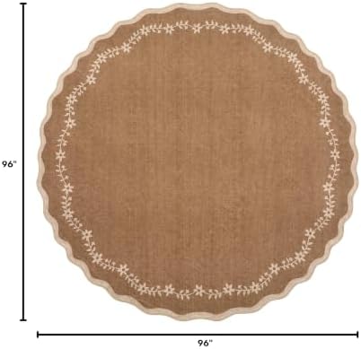 GarveeHome Large Round Rug 8ft Scalloped Washable Circle Living Room Rug - Image 2