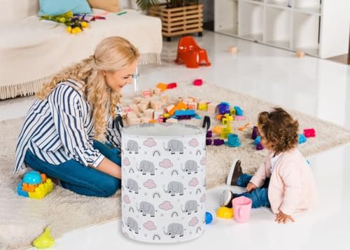 Essme Kids Laundry Basket, Elephant Hamper Collapsible Canvas Waterproof - Image 3