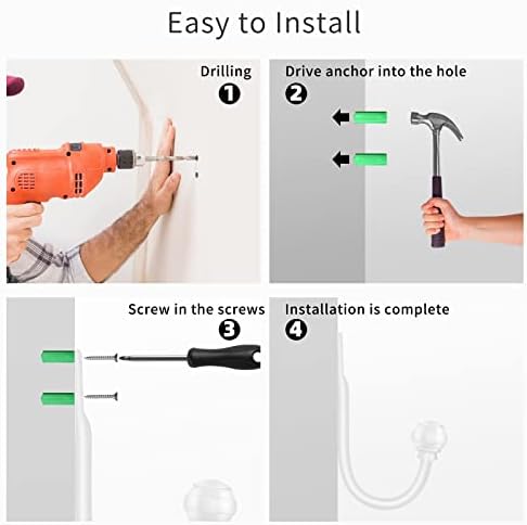 Hion Curtain Holdbacks White 6pcs, Curtain Tiebacks Wall Mounted Hooks - Image 7