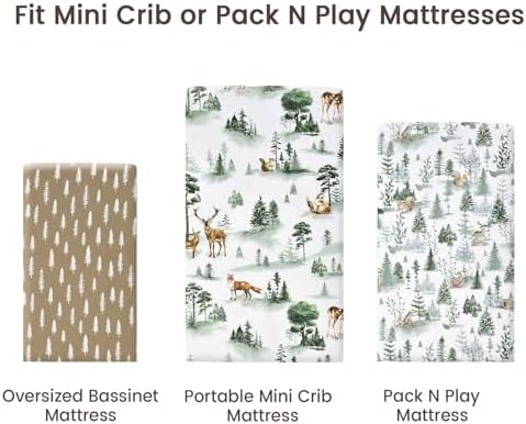 PHF 3 Pack Soft Mini Crib Sheets, Woodland Silky Pack N Play Sheets - Image 6