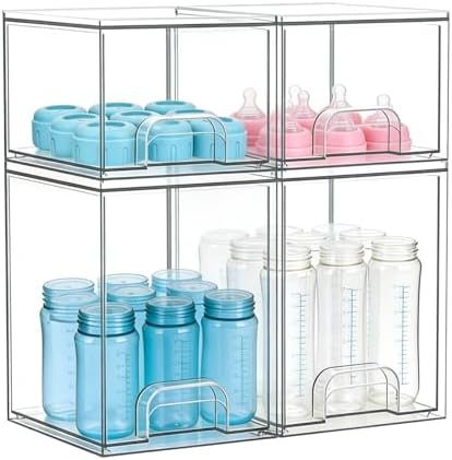 Baby Bottle Organizer, 4 Drawers Stackable Acrylic Storage by Gajiuhon