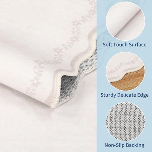 GarveeHome Round Rugs 4ft Scalloped Washable Small Circle Rug - Image 4