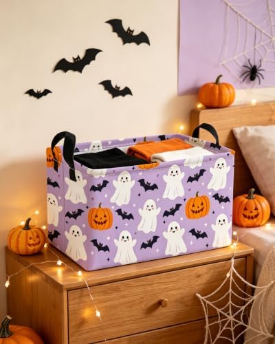 Essme Rectangular Halloween Baskets, Ghost Storage Box, Cute Basket - Image 3