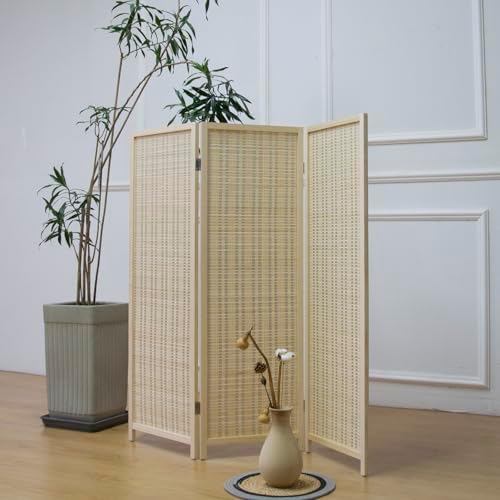 Furnnylane 3 Panel Short Room Divider Screen, Small Bamboo Panel Divider by Furnnylane