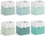6 Pack 13x13 Inch Cube Storage Bins Fabric Square Cube Baskets, Light Green by Geiserailie